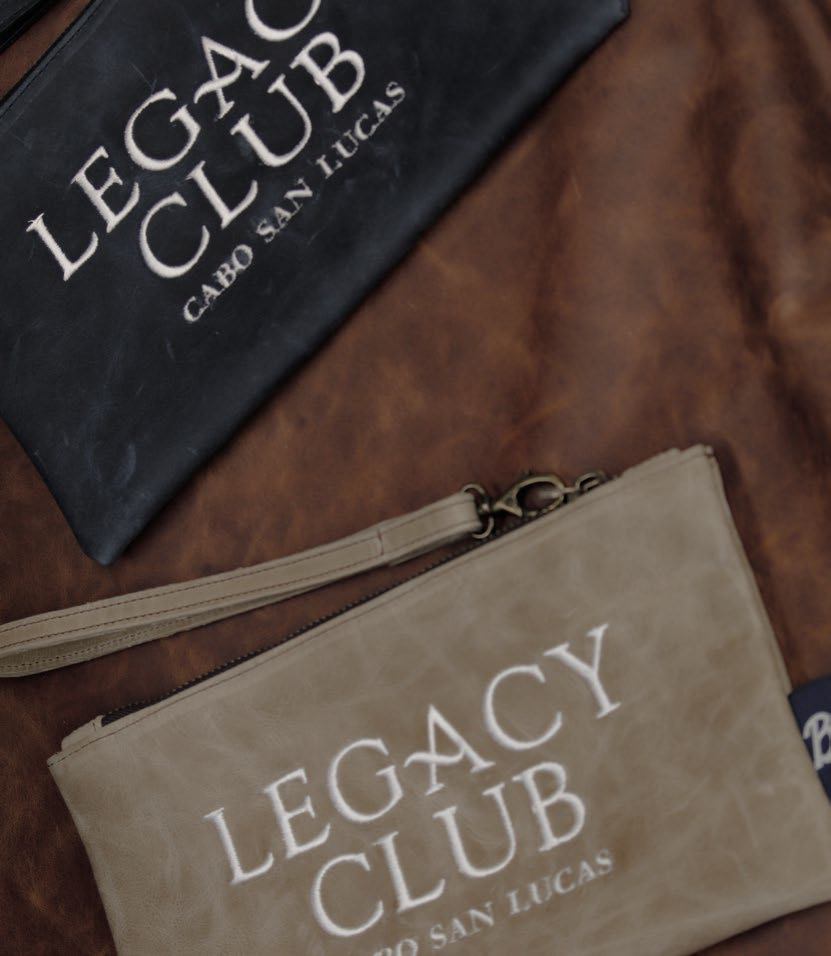 Bespoke embroidered leather pouches