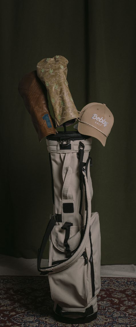 Leather headcovers on a stand bag
